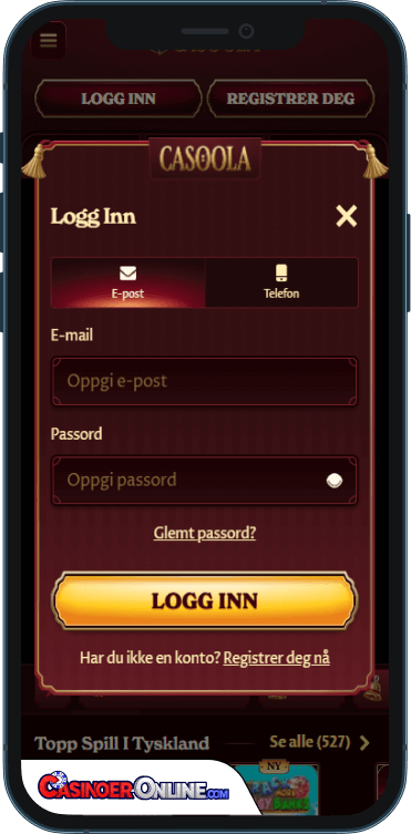 Casoola Casino Logg på