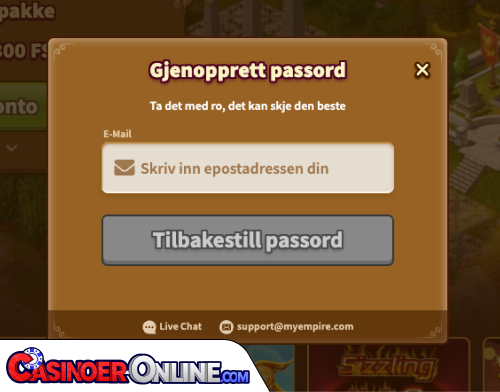 My Empire Casino Problemer med innlogging