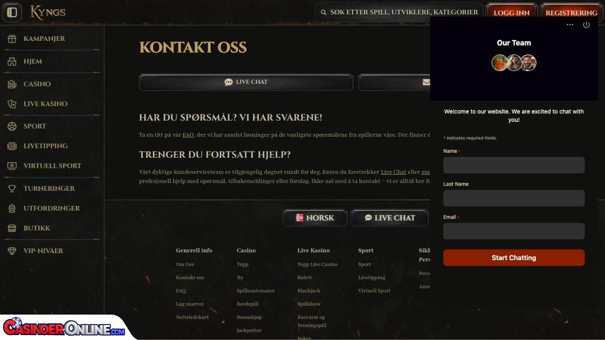 Kyngs Casino Kundestøtte