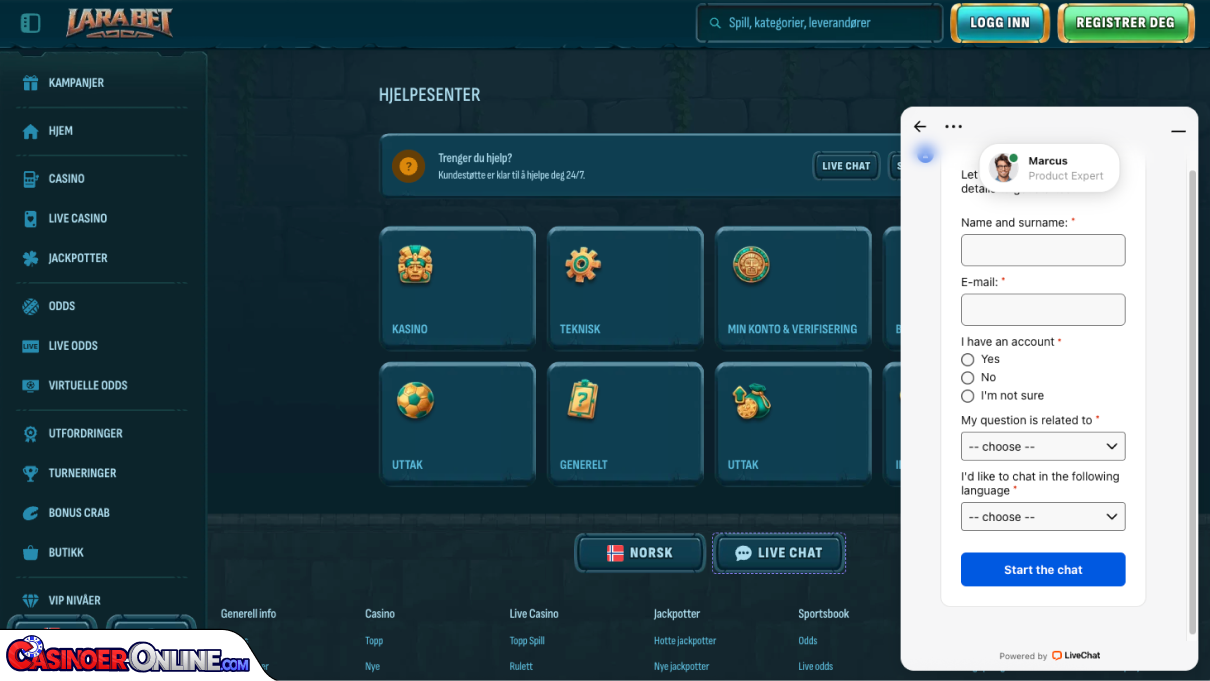 LaraBet Casino Kundestøtte