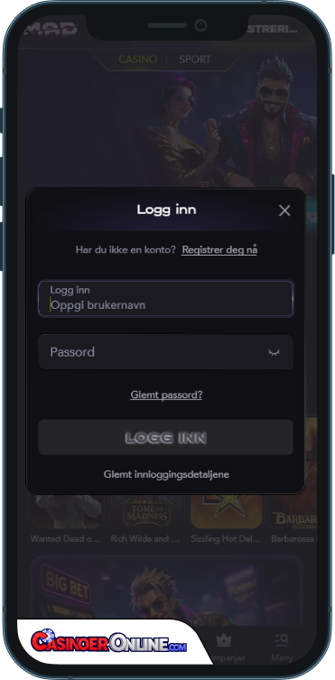 Mad Casino Logg på
