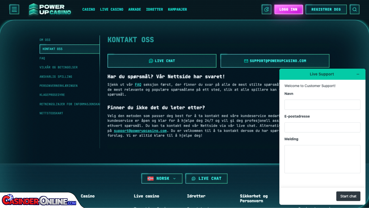 PowerUp Casino Kundestøtte