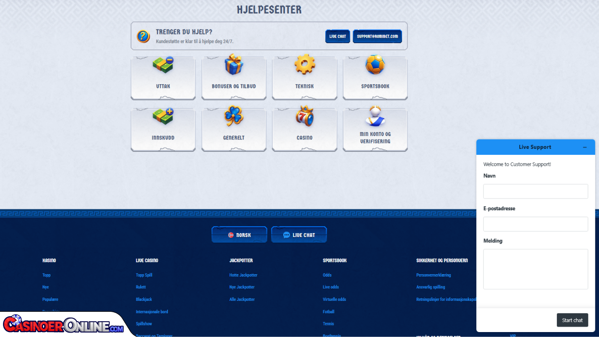 Romibet Casino Kundestøtte