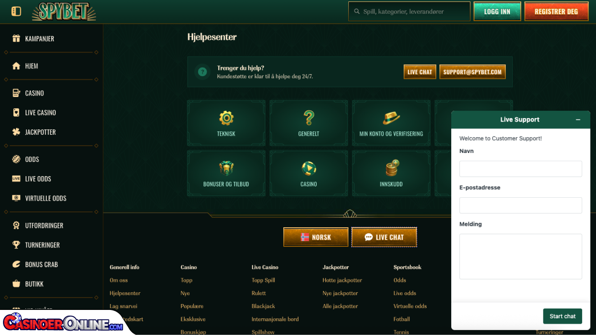 SpyBet Casino Kundestøtte
