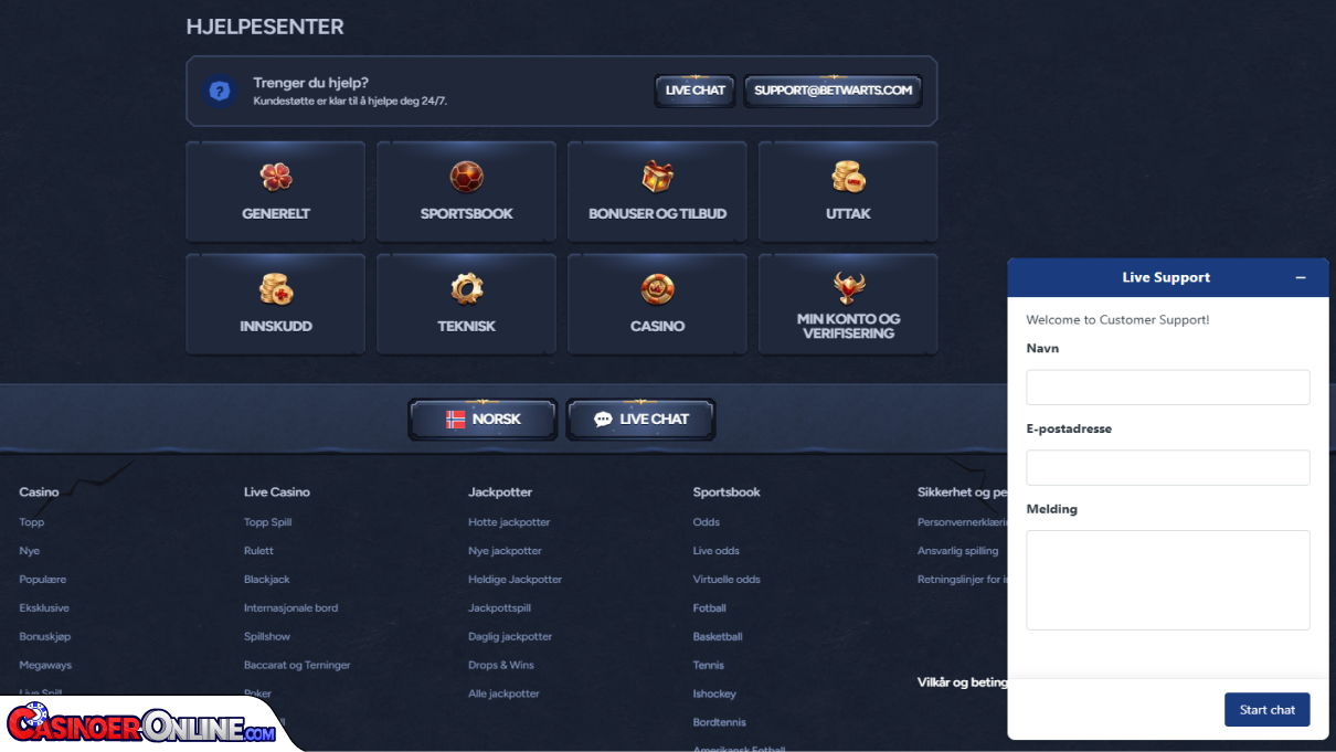 BetWarts Casino Kundestøtte