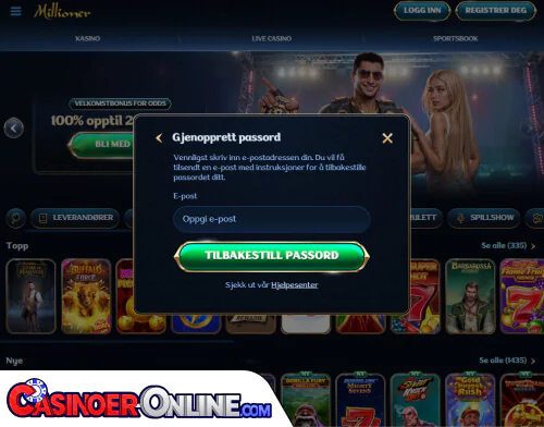 Millioner Casino Problemer med innlogging