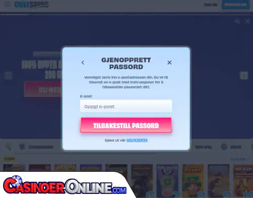 OnlySpins Casino Problemer med innlogging