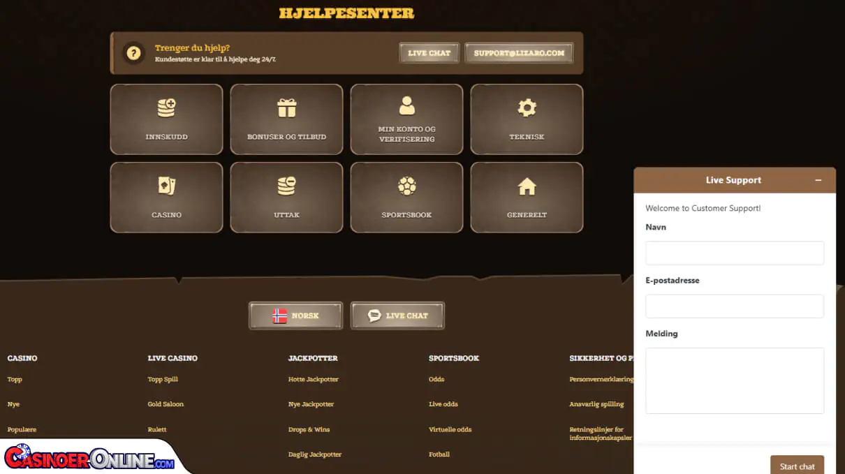 Lizaro Casino Kundestøtte