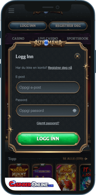 AstroMania Casino Logg på