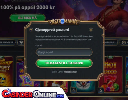 AstroMania Casino Problemer med innlogging