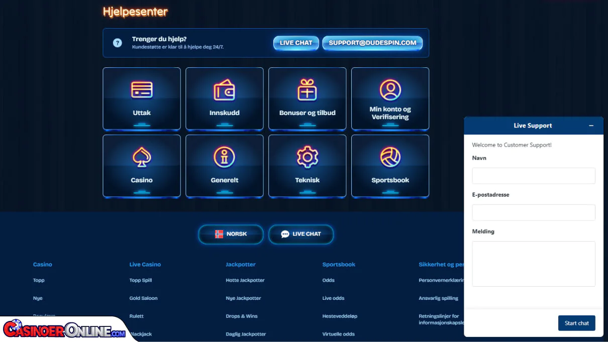 Dudespin Casino Kundestøtte