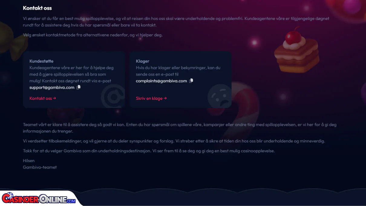 Gambiva Casino Kundestøtte