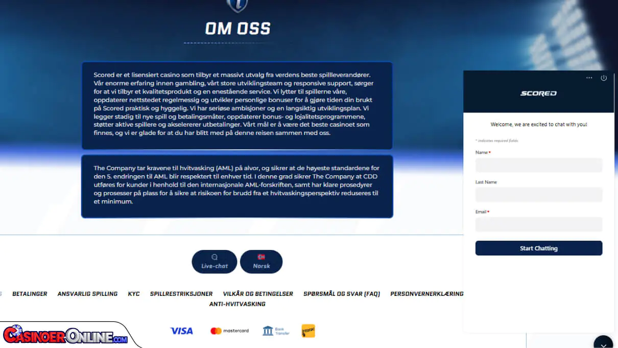 Scored Casino Kundestøtte