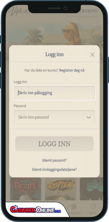 VipLuck Casino Logg på