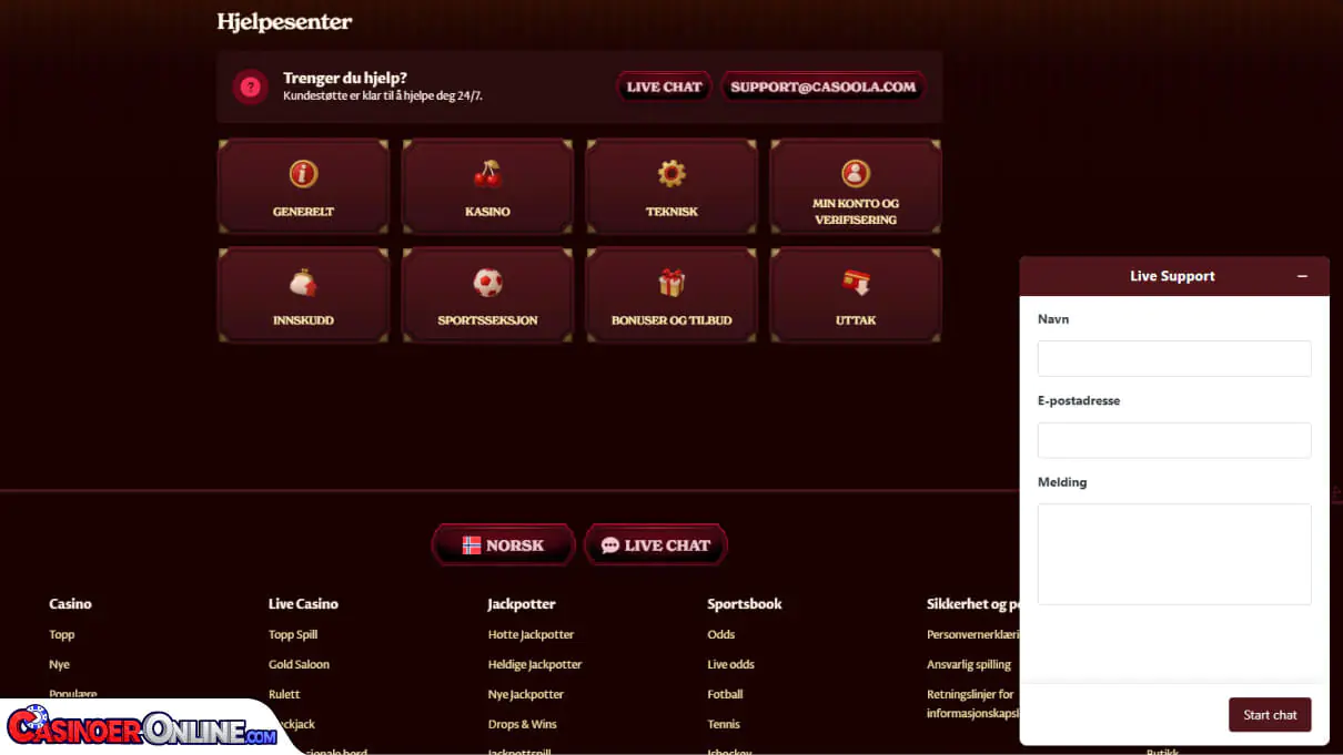 Casoola Casino Kundestøtte