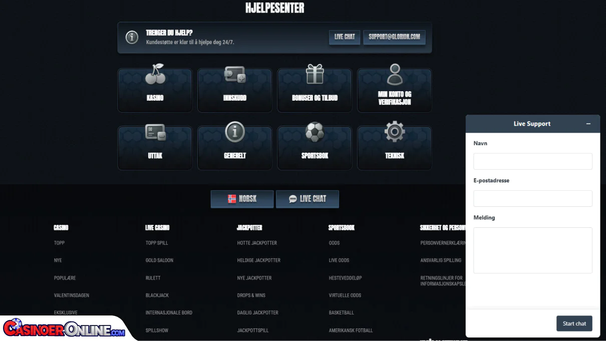 Glorion Casino Kundestøtte