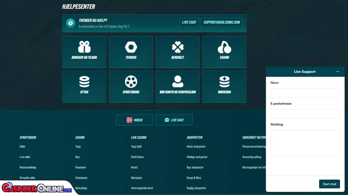 Golisimo Casino Kundestøtte