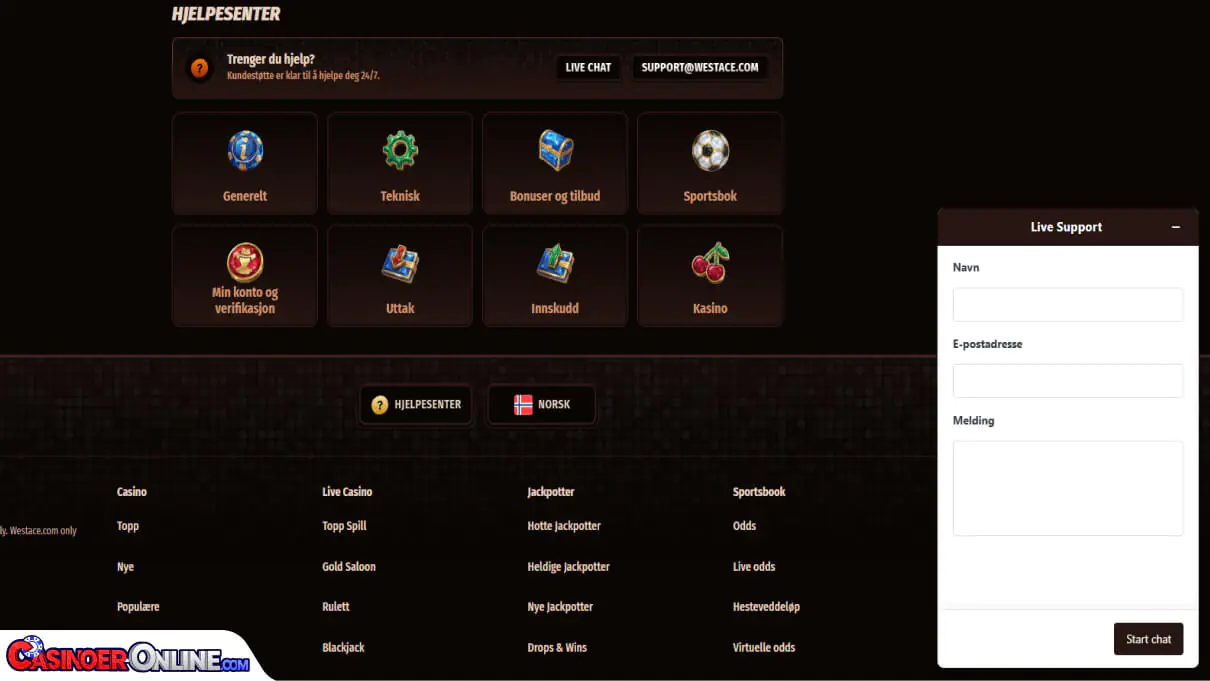 Westace Casino Kundestøtte