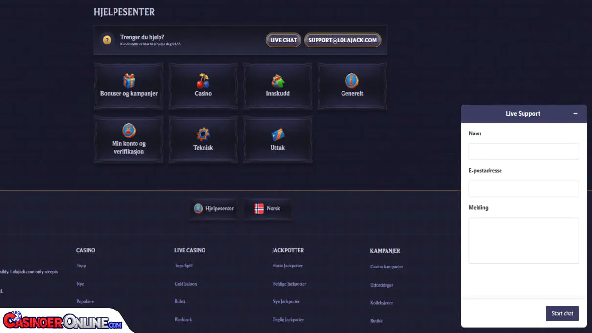 LolaJack Casino Kundestøtte