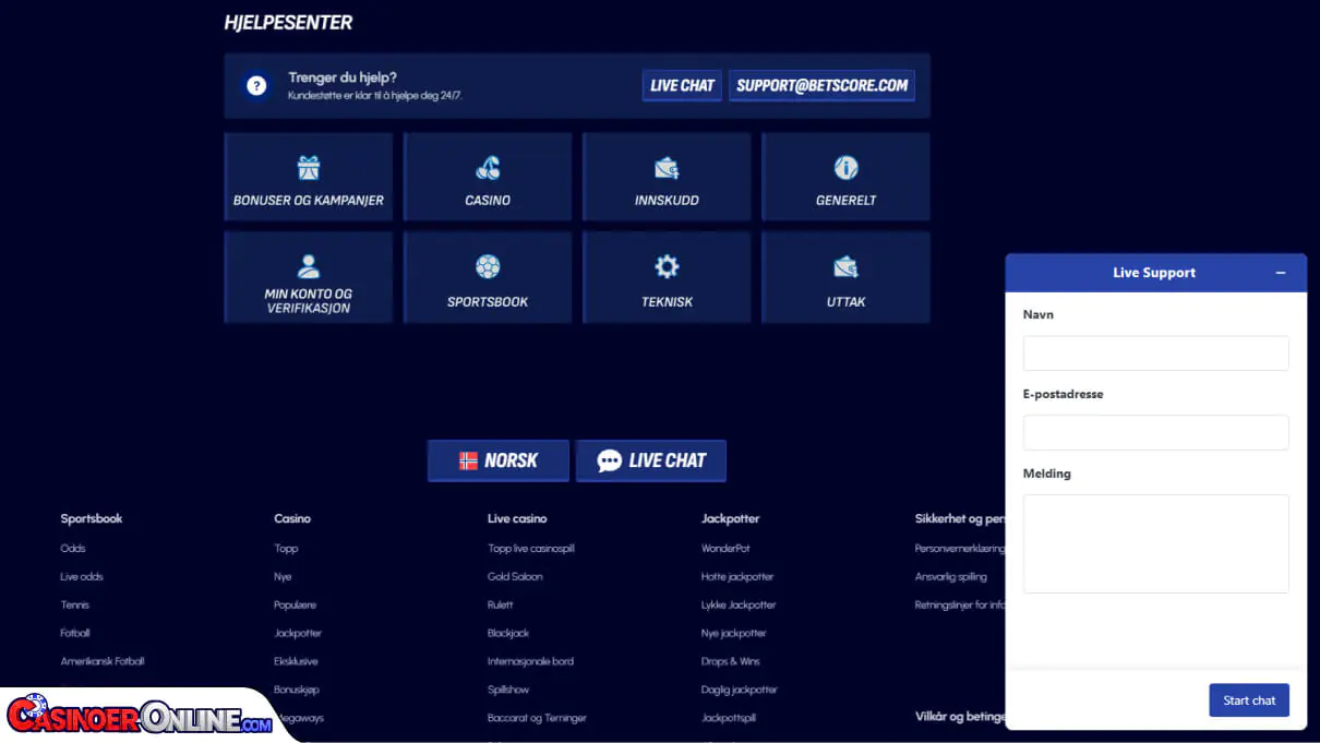 BetScore Casino Kundestøtte