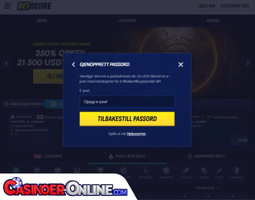 BetScore Casino Problemer med innlogging
