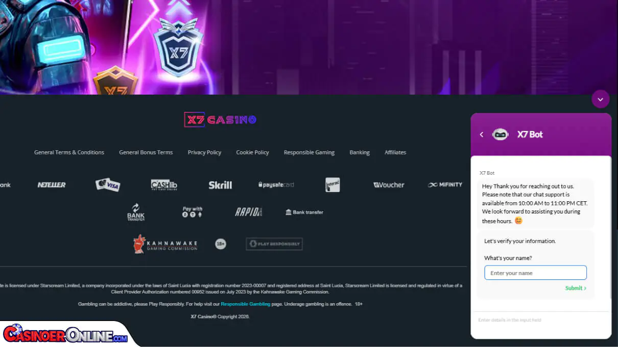 X7 Casino Kundestøtte